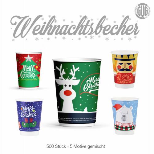 Preview: Glühweinbecher 0,2L - Weihnachtsbecher - Kaffeebecher Doppelwand